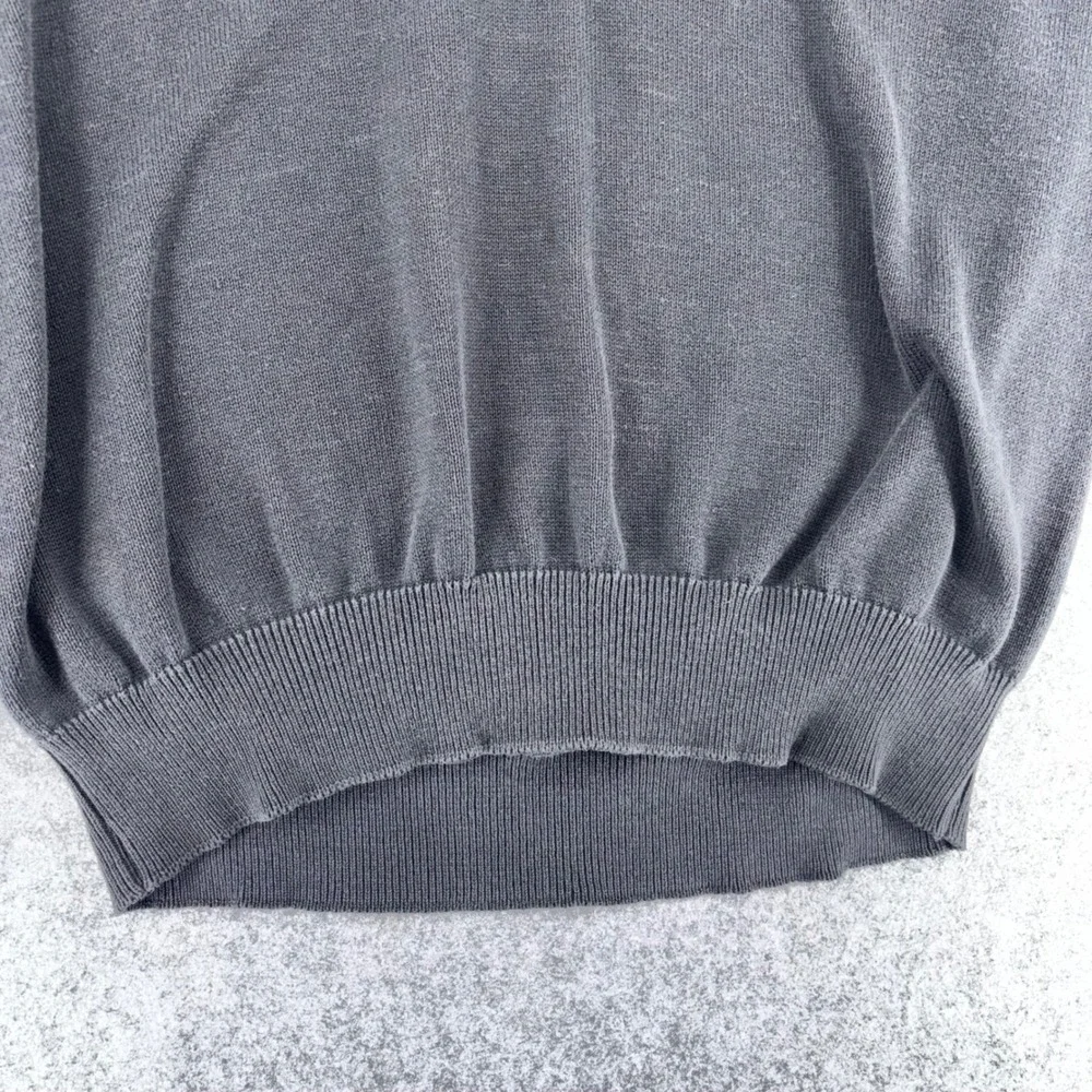 Izod Club Mens XXL V-Neck Sweater 100% Egyptian Cotton Gray Made in USA Vintage